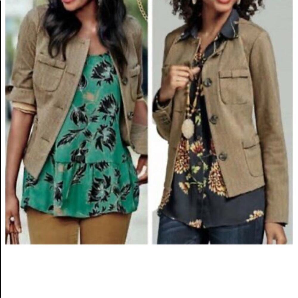 Cabi Penny Herringbone Fleck brown button front blazer jacket size Large #3170 - Picture 16 of 16